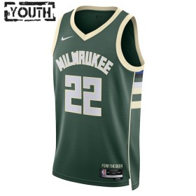 Camiseta Niños NBA Milwaukee Bucks Khris Middleton 22 2022-23 Nike Icon Edition Verde Swingman